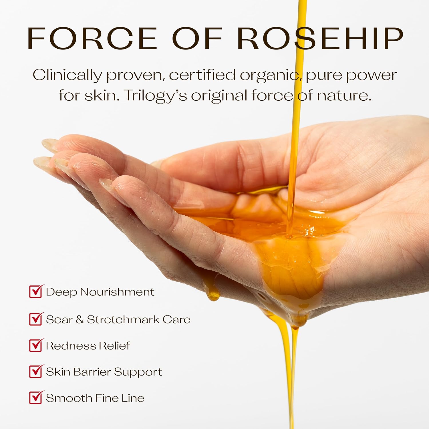 Trilogy Certified Organic Rosehip Oil - Pure Cold-Pressed Rosehip Seed Oil for Scars